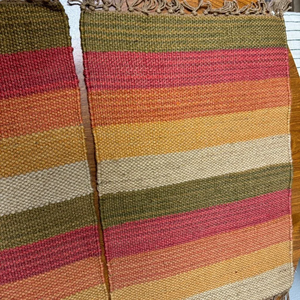 Pier 1 One Set of 3 Jute Woven Placemats Fringe NEW